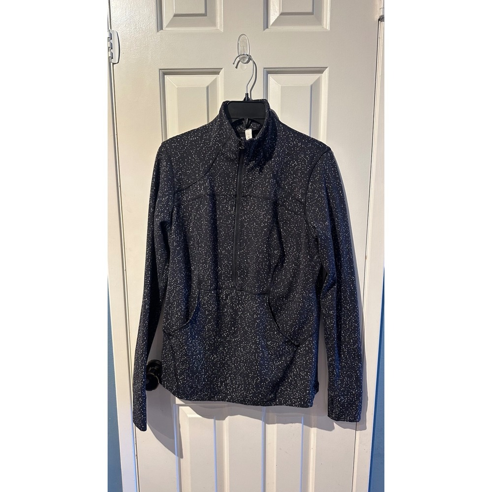 Lululemon Stride Half Zip Pullover Dottie Dash Black White Speckled Size 12